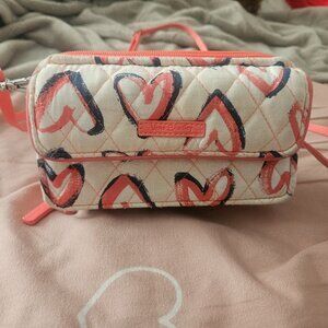 Vera Bradley RFID Pink & Navy Blue Hearts Crossbody Bag